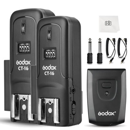 Picture of Godox CT-16 Wireless Flash Trigger with Receiver Kit,433MHz 3 in 1 Flash Transmitter and Receiver Compatible for Canon Nikon Pentax Olympus DSLR Camera Flash Speedlight Trigger,Studio Flash Lighting