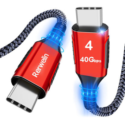 Picture of Rerwelin 10 FT for Thunderbolt 4 Cable 240W, 40Gbps USB 4 Cable with PD 3.1, 8K@60Hz, 4K@144Hz USB C Cable for iPhone 16/15, Thunderbolt 3, Docking, eGPU, SSD, Surface Pro, MacBook Pro