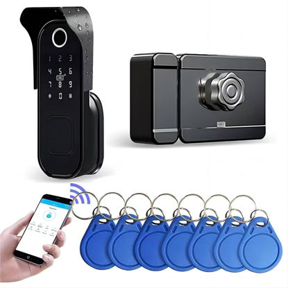 Picture of Generic Smart Fingerprint Door Lock,IPX5 Weatherproof Garden Door Lock,Full Control in The TTLock App, Black, XC007-TTZNS