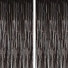 Picture of 2pcs 3.2ft x 8.2ft Shiny Black Metallic Tinsel Foil Fringe Curtain Photo Booth Backdrop Props for Birthday Wedding Bridal Shower Baby Shower Celebration Bachelorette Party Decorations (Black)