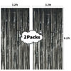Picture of 2pcs 3.2ft x 8.2ft Shiny Black Metallic Tinsel Foil Fringe Curtain Photo Booth Backdrop Props for Birthday Wedding Bridal Shower Baby Shower Celebration Bachelorette Party Decorations (Black)