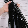 Picture of 2pcs 3.2ft x 8.2ft Shiny Black Metallic Tinsel Foil Fringe Curtain Photo Booth Backdrop Props for Birthday Wedding Bridal Shower Baby Shower Celebration Bachelorette Party Decorations (Black)