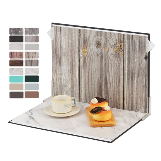Picture of Meking 9Pcs 18Patterns Small Product Photography Backdrop Kit Photo Backdrop Board for Food Photography - Double-Sided Tabletop Photography Backdrop, 16x11.5inch