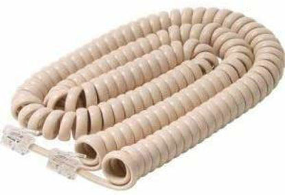 Picture of Bistras 25 Foot IVORY Coiled Telephone Extension Cord Cable Line Wire RJ-11
