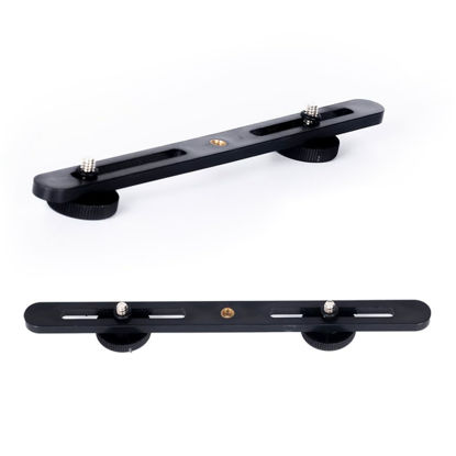 Picture of RecDec 2 Pack Dual Selfie Light Holder Tripod Mount Stand with 1/4 Screw Second Video Lights Extension Bar for Clip Fill Light Panel Camera Flash DSLR Double Brightness Phone Live Recording Vlogging