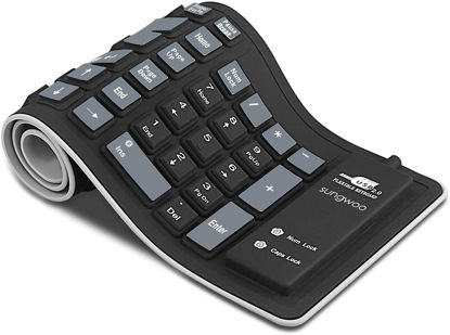 Picture of sungwoo Foldable Silicone Keyboard USB Wired Waterproof Rollup Keyboard for PC Notebook Laptop (Black+Grey)