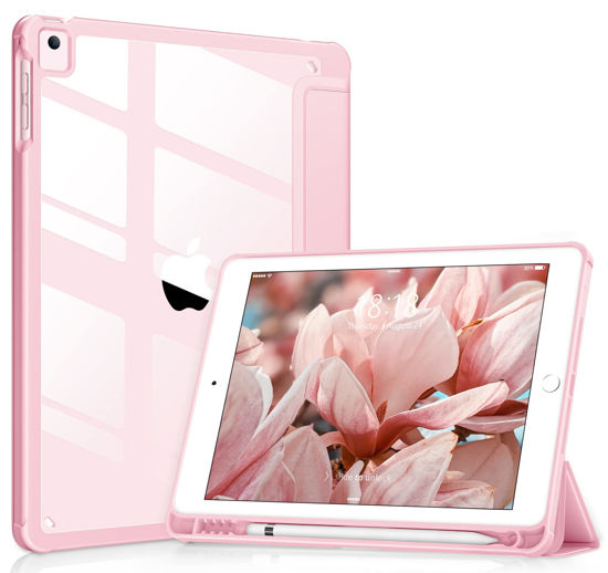 Picture of VIKESI for iPad 6th / 5th Generation 9.7 inch Case (2018/2017), iPad Air 2 & 1 (2014/2013) Case, Clear Back, Smart Cover [Built-in Pencil Holder, Auto Sleep/Wake] - Pink