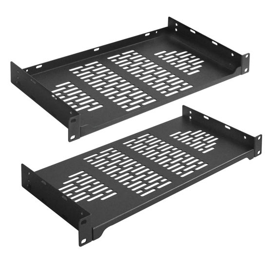 Picture of RIVECO 2 PCS 8” Rack Shelves for 19 inches Network Rack & Cabinets, 1U Rack Mount Shelf Vented Cantilever Tray, for Server, IT & Sound Equipment