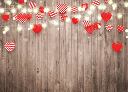 Picture of SJOLOON Valentine Day Backdrop for Photography Rustic Wood Wedding Backdrop Red Heart Stage Lighting Bridal Baby Shower Decoration Banner 11811 (7x5FT)