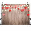 Picture of SJOLOON Valentine Day Backdrop for Photography Rustic Wood Wedding Backdrop Red Heart Stage Lighting Bridal Baby Shower Decoration Banner 11811 (7x5FT)