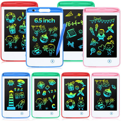 Picture of Zhehao 8 Pcs LCD Writing Tablet 6.5 Inch Colorful Drawing Board Educational Kids Doodle Pad Drawing Board Doodle Board for Aged 3-6 Girls Boys Office Gifts Drawing Board(Green, Pink, Blue, Red)