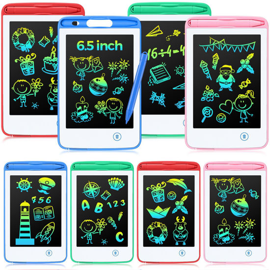 Picture of Zhehao 8 Pcs LCD Writing Tablet 6.5 Inch Colorful Drawing Board Educational Kids Doodle Pad Drawing Board Doodle Board for Aged 3-6 Girls Boys Office Gifts Drawing Board(Green, Pink, Blue, Red)