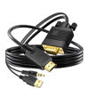 Picture of Kirzi VGA (Sources) to HDMI(Display) Cable 3ft with Audio, VGA to HDMI Adapter Cable Compatible Well Witch Computer/Projector/Laptop to Monitor/TV, VGA Male to HDMI Male Converter Cord for Desktop