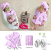 Picture of SPOKKI Newborn Photography Props Baby Girl 5 PCS Bathrobes Bath Towel Outfit with Slippers Cucumber Photo Props for Infant Boys Girls(0-6 Months)
