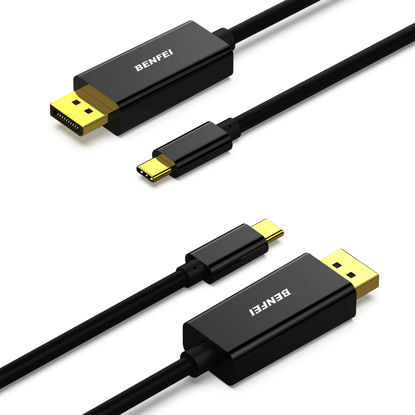 Picture of BENFEI 2 Pack USB C to DisplayPort 6 Feet Cable(8K@60Hz 4K@144Hz), USB Type-C to DP Adapter [Thunderbolt 3/4 Compatible] with iPhone 15 Pro/Max, MacBook Pro/Air 2023, iPad Pro, iMac, S23, XPS 17