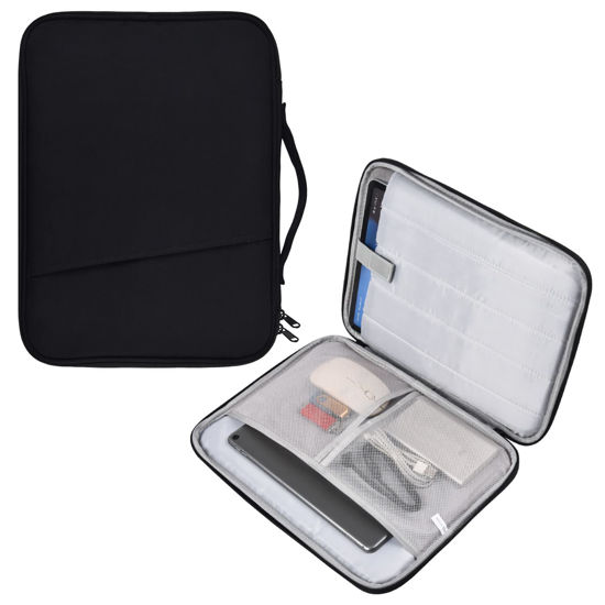 Picture of 12-12.9 Inch Tablet Sleeve Bag for 12.4" Samsung Galaxy Tab S9+ Plus/S8+/S7+/S7+ Plus/S7 FE,13" iPad Air M4/iPad Pro M2 2024/Pro 12.9"/Microsoft Surface Go 2 12.4"/Pro 11 10 9 8 Carrying Case-Black