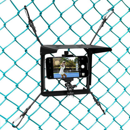 Picture of Phone Fence Mount with Shade, Fence Phone Holder for iPhone, Mevo Start, GoPro and Other Action Cameras, Perfect for Recording Baseball, Hockey, Football, Softball, Tennis, Other Net/Chain Link Games