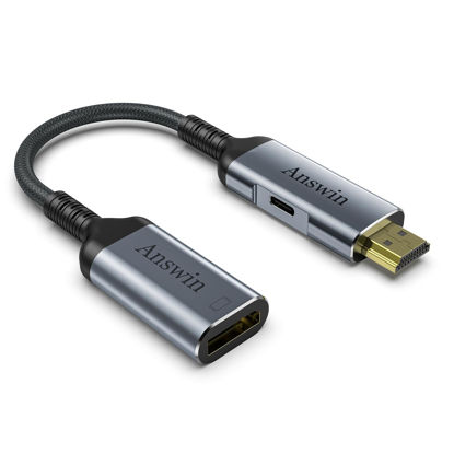 Picture of Answin HDMI to DisplayPort Adapter, 4K@60Hz HDMI Source to DisplayPort Monitor Uni-Directional Compatible with PC Graphics Card Laptop Xbox One/360/NS/PS5/Mac Mini Supporting 2K@144Hz 1080P@165Hz