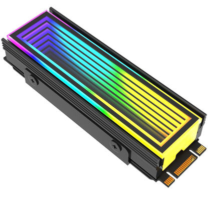 Picture of ARGB M.2 Heatsink SSD Heat Sink with Thermal Pads, Aluminum 2280 M2 5V 3Pin Addressable RGB Sync NVME Heatsink for M.2 2280 Nvme SSD