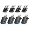 Picture of BaseNew USB to USB C Adapter 8 Pack,USBC to USB Adapter,USB A to USB C Adapter,USB to USBC-C Adapter,C to USB Adapter,USB Converter for iPhone 15/14/13,MacBook,iPad,Black