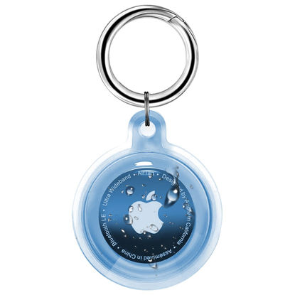 Picture of Foweroty IPX8 Waterproof Airtag Holder, Apple Airtags with Keychain, Air Tag Case for Luggage, Dog Collar, Keys, Anti-Scratch Full Body Protective Air Tags Holder（Blue）