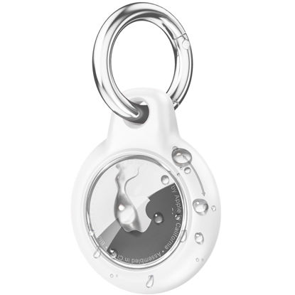 Picture of Upgrade Waterproof Airtag Holder Air Tag Case with Keychain, Hard PC+TPU Shockproof and Scratch-Resistant Airtags Case for Apple Air Tags, Airtag Accessories for GPS Item Finder Tracker, White