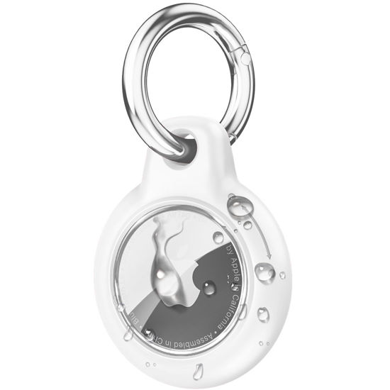Picture of Upgrade Waterproof Airtag Holder Air Tag Case with Keychain, Hard PC+TPU Shockproof and Scratch-Resistant Airtags Case for Apple Air Tags, Airtag Accessories for GPS Item Finder Tracker, White