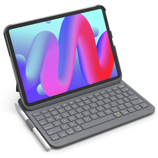 Picture of Inateck for iPad 10th Gen Case with Keyboard, Ultralight iPad Keyboard Case for iPad 10 Gen 2022,iPad Air 6 2024 11",iPad Air 5/4(2022/2020) 10.9",iPad Pro 11 4/3/2/1,with Pencil Holder,BK2007 Gray