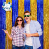 Picture of LOLStar 2 Pack Navy Blue and Gold Party Decorations, 3.3x6.6 ft Foil Fringe Curtains, Tinsel Backdrop, Graduation Photo Booth Prop Streamer Backdrop for Birthdays, Ramadan, Retirement, Graduations