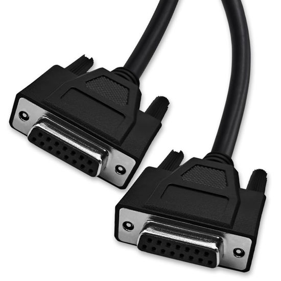 Picture of XANHAM 5 Feet(1.5 Meter) DB15 15 Pin Two Row Straight Through Serial Cable, Double Shielded(Metal Braiding&AL-foil), Female to Female, Black, SC910S07FF