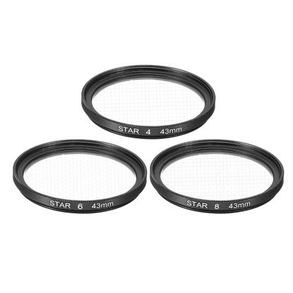 Picture of MECCANIXITY 43mm Star Lens Filter, 1 Set Starburst Lens Filter 4 Points 6 Points 8 Points Star Camera Lens Filter for Night Scenery Glassworks