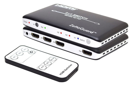 Picture of Zettaguard 4K x 2K 3 Port 3 x 1 HDMI Switch with PIP(Picture in Picture) and IR Wireless Remote Control, HDMI Splitter Switcher Hub Port Switches (ZW310)