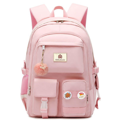 Picture of Laptop Backpacks 15.6 Inch College Backpack Elementary Middle High School Bag Large Cute Bookbags Anti Theft Travel Back Pack Casual Daypack Kids Book Bag for Teens Girls Women Students (Pink)