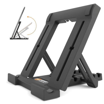 Picture of Multi-Angle iPad Stand for Desk, Portable Tablet Holder with Non-Slip Base, Travel Tablet Stand Compatible with iPad, iPhone, Samsung Galaxy, & Amazon Kindle Ebook Tablets, Black