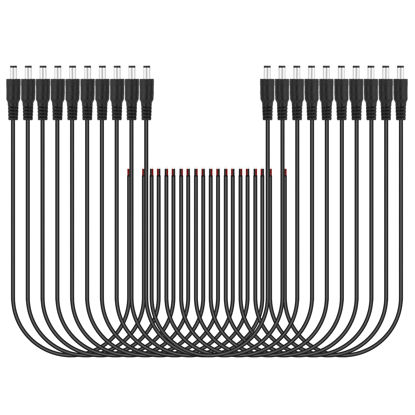 Picture of SIM&NAT 20 Pack Male DC 2.1mm x 5.5mm Wire Power Pigtails Adapter Barrel Plug Socket Cable for CCTV Security Camera, DVR, Car Rearview Monitor System Video, LED Strip Light, Surveillance (20inch/50cm)