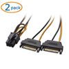 Picture of Cable Matters 2-Pack 6 Pin PCIe to Dual SATA Power Cable 4 Inches, 2X SATA to 6 Pin PCIe