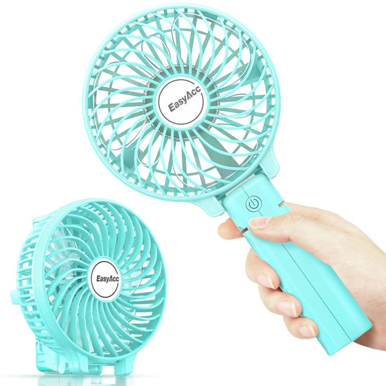 Picture of EasyAcc Mini Handheld Fan, USB Desk Fan Small Personal Portable Stroller Table Fan with Rechargeable Battery Operated Cooling Folding Electric Fan 3-10H Working Hours for Travel Office Outdoor