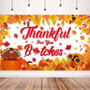 Picture of Friendsgiving Party Banner, Fall Maple Leaves Turkey Pumpkin Themed Backdrop for Friendsgiving Party Decorations, 71x43 Inches