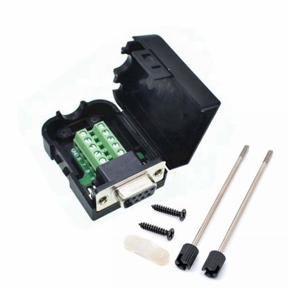 Picture of AISIBO Connector DB9 RS232 D-SUB Female Adapter Serial 9 Pin Port DB9 COB Breakout Terminal Connector Signal Module with Case (Female with Screw)