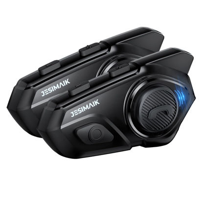 Picture of JESIMAIK Motorcycle Helmet Bluetooth Headset, 10 Way 2KM Helmet Communication System, Multitasking Audio Motorcycle Intercom, 2 Mics&40mm Helmet Speaker, 2 Pack
