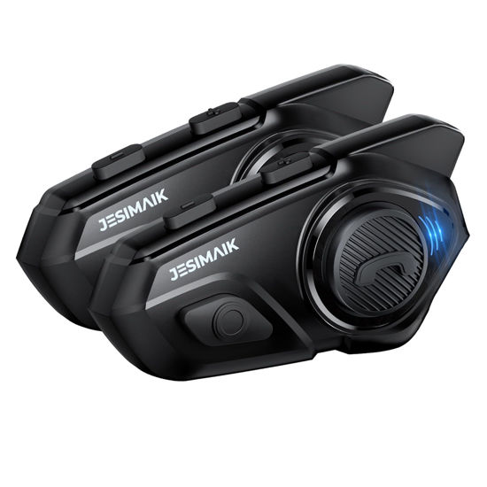 Picture of JESIMAIK Motorcycle Helmet Bluetooth Headset, 10 Way 2KM Helmet Communication System, Multitasking Audio Motorcycle Intercom, 2 Mics&40mm Helmet Speaker, 2 Pack