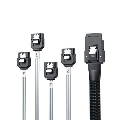 Picture of 10Gtek Internal Mini SAS to SATA Cable, SFF-8087 Male to 4X SATA 7pin Female Fan-Out Forward Breakout Cable, 0.8-m (2.6ft)