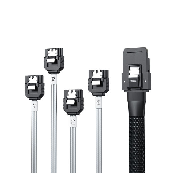 Picture of 10Gtek Internal Mini SAS to SATA Cable, SFF-8087 Male to 4X SATA 7pin Female Fan-Out Forward Breakout Cable, 0.8-m (2.6ft)