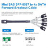 Picture of 10Gtek Internal Mini SAS to SATA Cable, SFF-8087 Male to 4X SATA 7pin Female Fan-Out Forward Breakout Cable, 0.8-m (2.6ft)