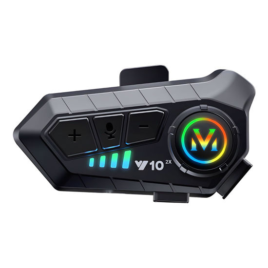 Picture of BTQILEYOO Y10-2X Motorcycle Helmet Bluetooth Headset, Dual 300m intercom, Bluetooth 5.3 Headphone, Smart Noise Reduction, HiFi Level Sound Quality, IPX6 Waterproof, Compatible with All Helmets