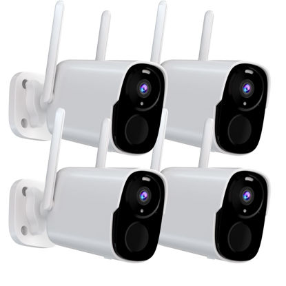 Picture of 4PC Security Cameras Wireless Outdoor, 2K Battery Powered Security Camera for Home, WiFi Camera Surveillance Indoor System with Color Night Vision, IP66, 2-Way Audio, AI Motion Detection, Works/Alexa