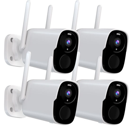 Picture of 4PC Security Cameras Wireless Outdoor, 2K Battery Powered Security Camera for Home, WiFi Camera Surveillance Indoor System with Color Night Vision, IP66, 2-Way Audio, AI Motion Detection, Works/Alexa