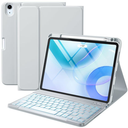 Picture of Harvopu Compatible with iPad Air 11-inch M2/ 10.9 Inch Air 5th 4th Generation Case with Keyboard - Backlit Detachable, Folio Cover with Pencil Holder for iPad Air 11 2024/ Air 5/ Air 4 (Gray)