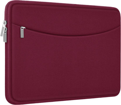 Picture of Laptop Sleeve 14 inch, Shockproof Protective Laptop Cover Briefcase Carrying Computer Bag with Accessory Pocket Portable Laptop Sleeve for 14" MacBook, HP, Dell, Lenovo, Acer, WineRed