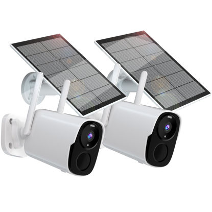 Picture of Rraycom Solar Camera Security Outdoor, Solar Powered WiFi System Surveillance Camera with 2K Color Night Vision, 2 Way Talk, Spotlight & Siren, Compatible with Alexa